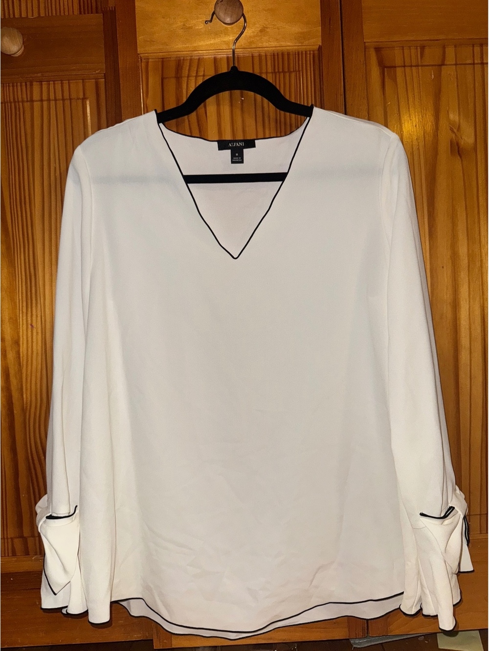 Alfani cream V-neck blouse